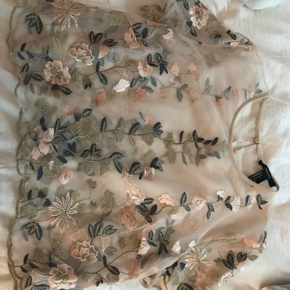 Forever 21 Mesh Embroidered Shirt